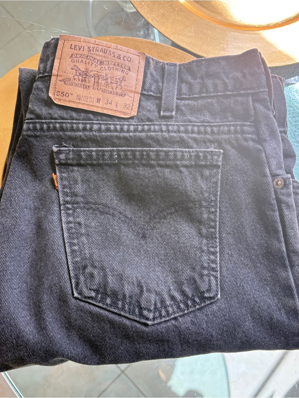 Levi's 550 black Denim Jeans with Brass Zipper